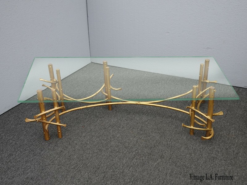 Vintage Mid Century Brutalist Gold Coffee Table