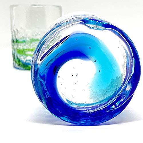 Ryukyu Glass Rocks Glass Okinawa Souvenir Glass Blue Cold Tea Glass Japan gallery