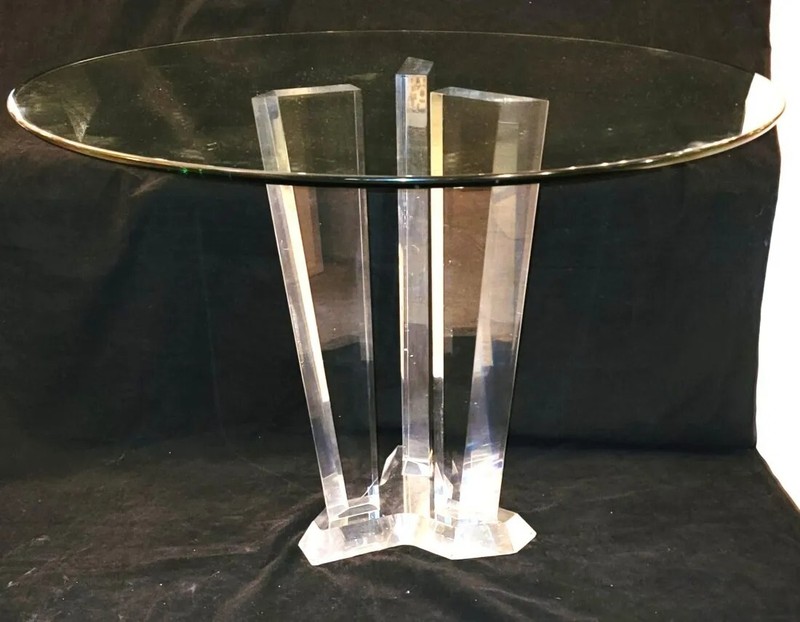 Mid Century Mikhail Loznikr Lucite and Beveled Glass top Side Table Acrylic