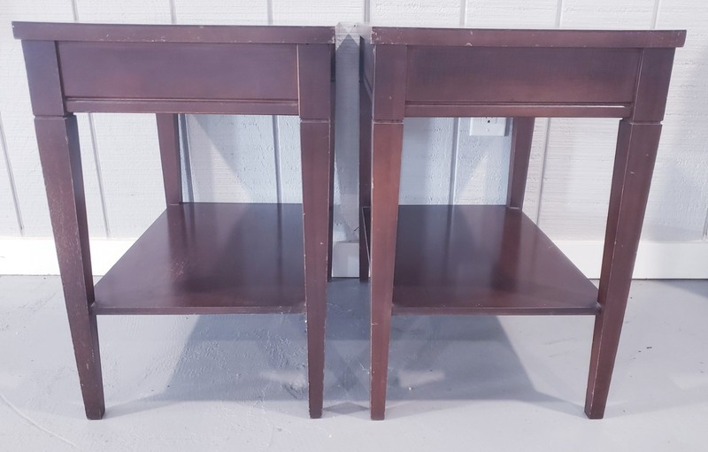 Two MERSMAN 25-2 Mahogany End Table With Wooden Drawer. Federalist Style. gallery