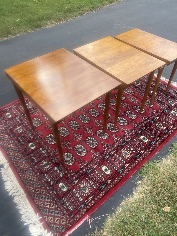 Free Ship/ 1960s Mid Century Modern Conant Ball 3 Nesting Tables by Wright gallery