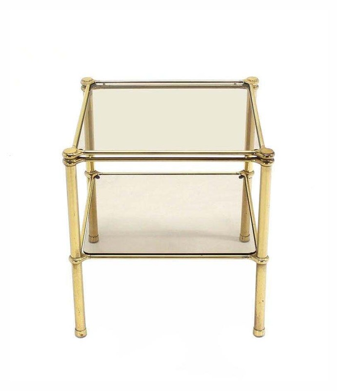 Unusual Brass Square Two-Tier Side or End Table gallery