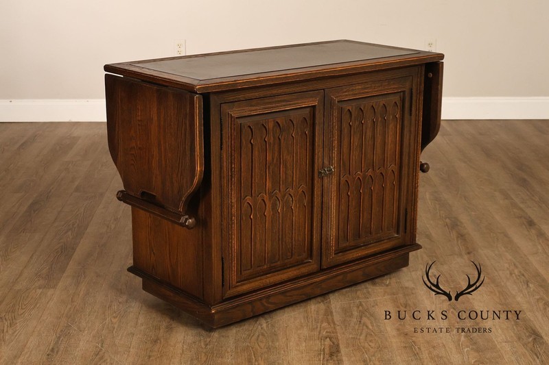 Jamestown Lounge Co. Gothic Revival Vintage Oak Drop-Leaf Server gallery