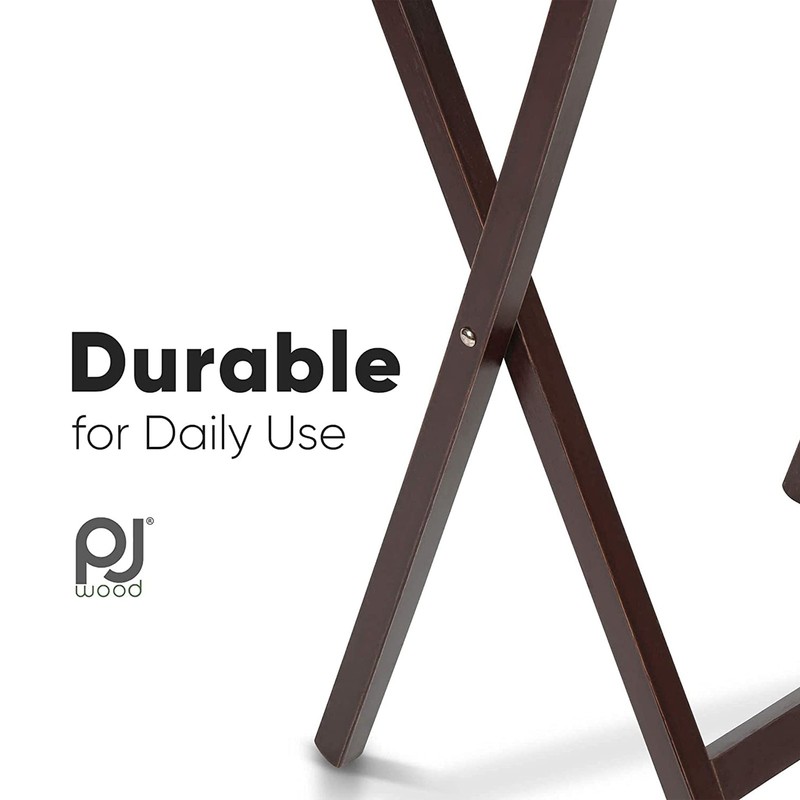 PJ Wood Folding TV Snack Tray Folding Table Desk Stand, Espresso Brown, Set of 2 gallery