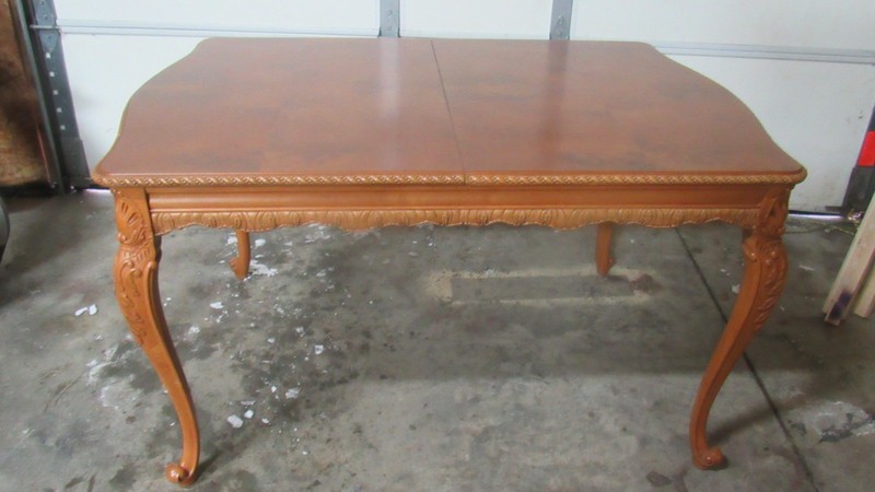 French Antique Dining Room Kitchen Table Carved