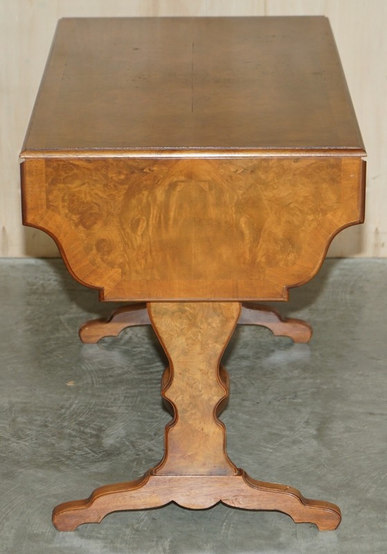 VINTAGE BEVAN FUNNELL BURR WALNUT EXTENDING SOFA / OCCASIONAL TABLE NICE TIMBER gallery