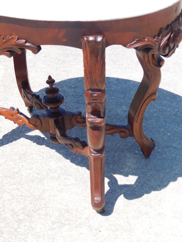 Oval Mahogany Marble Top Center Table Lamp Table circa 1850-60 gallery