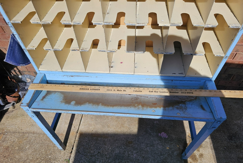 ANTIQUE METAL MAIL POSTAL SORTING DESK PAINTED BLUE FARMHOUSE VINTAGE INDUSTRIAL gallery