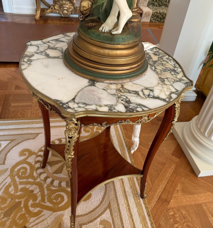 Louis XV Style Marble Top Bronze Mounted Mahogany Occasional Table gallery