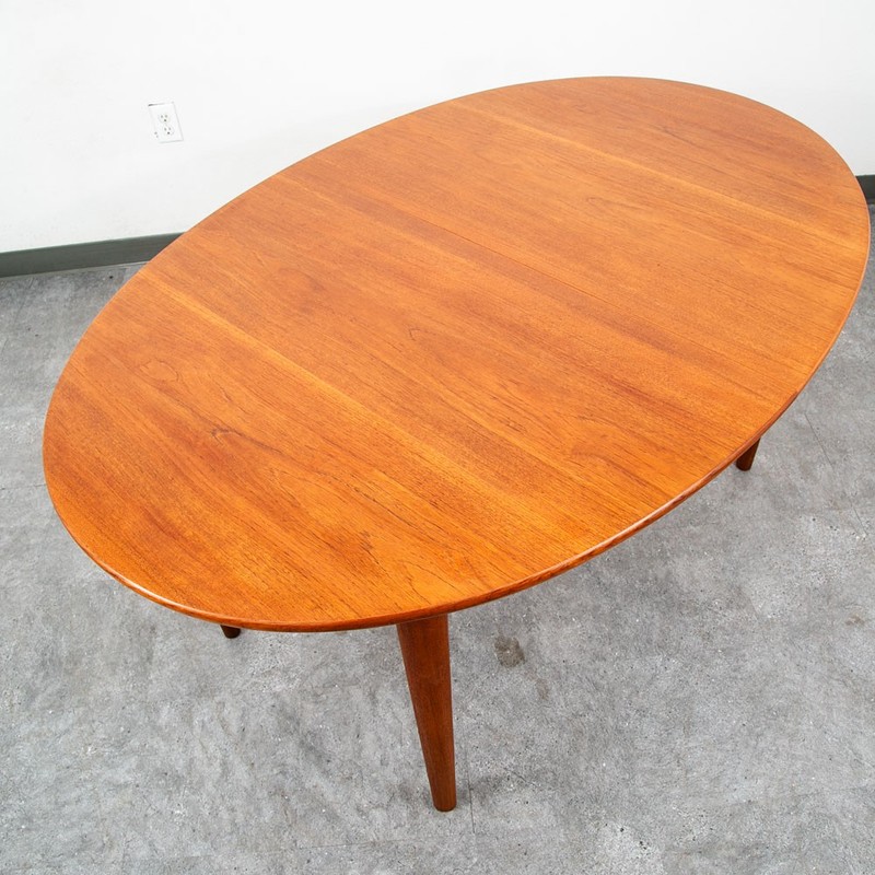 Mid Century Danish Modern Dining Table Teak John Stuart Soborg Oval Leaf x2 Mcm