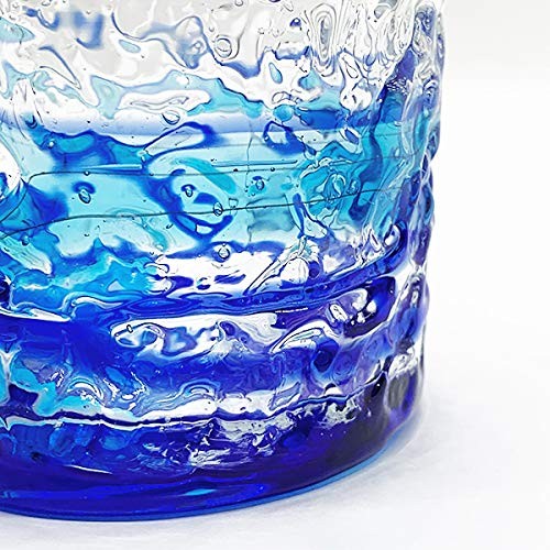 Ryukyu Glass Rocks Glass Okinawa Souvenir Glass Blue Cold Tea Glass Japan gallery