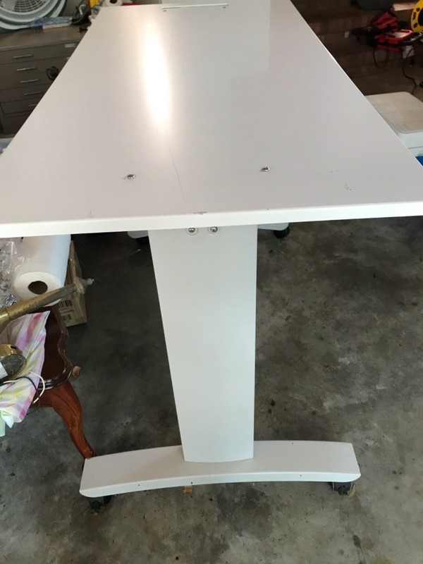 WOOD UTLITY TABLE 24" X 48 1/2" 34 INCHES HIGH WHITE WITH WHEELS AND RACK gallery