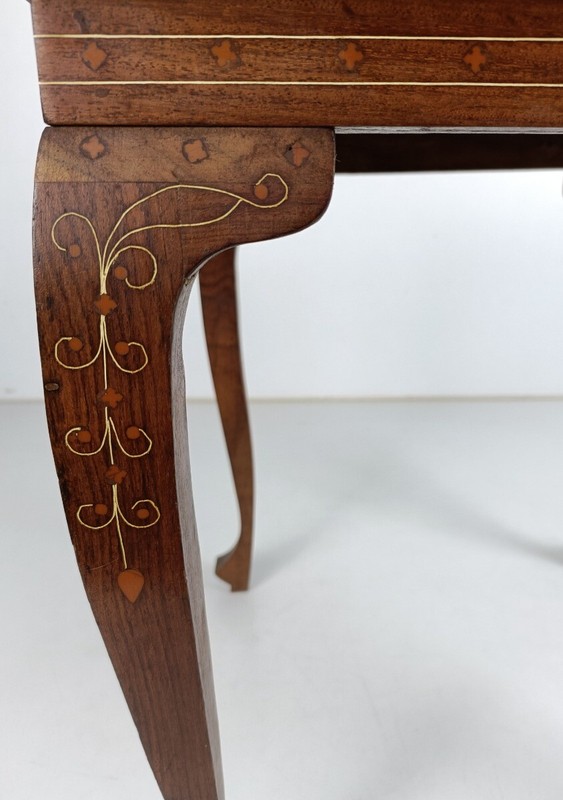 Small Vintage Side Occasional Wine table Vintage carved wood Inlay Louis XV legs gallery