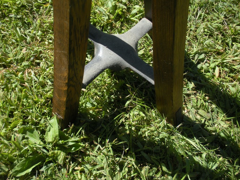 Vintage Antique Marble Top Industrial Metal Oak Wood Plant Stand Adjustable 15" gallery