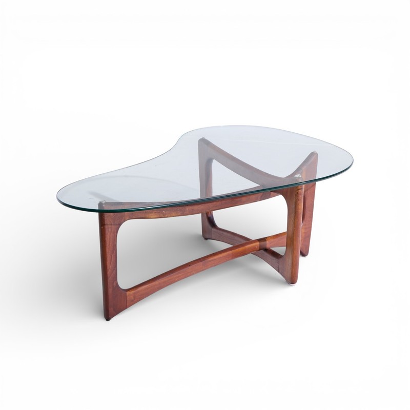 Adrian Pearsall for Craft Associates Mid Century Walnut and Glass Coffee Table gallery