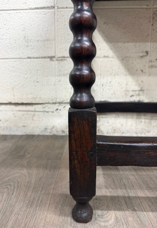 Antique English William and Mary Style Bobbin Oak Side Table Lowboy Table gallery