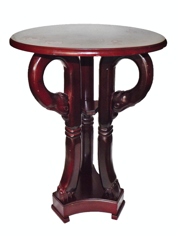 CIRCA 1920 ANGLO INDIAN ELEPHANT HAND CARVED ROSEWOOD SIDE TABLE