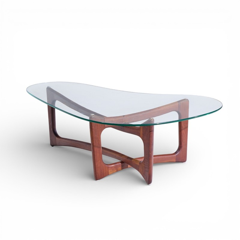 Adrian Pearsall for Craft Associates Mid Century Walnut and Glass Coffee Table gallery