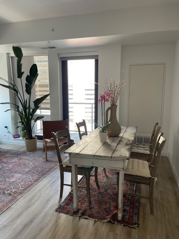 antique whitewashed dining table (farmhouse look) and matching modern chairs gallery