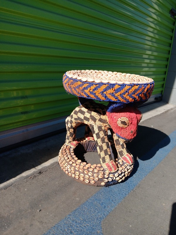 Med Nobility Beaded Wood Bamileke Throne /Table/ Stool Cameroon 14"w 18"×15" D gallery