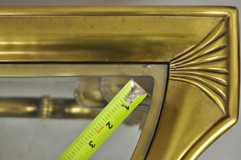 Vintage Hollywood Regency Mastercraft Style Brass Glass Console Sofa Hall Table gallery