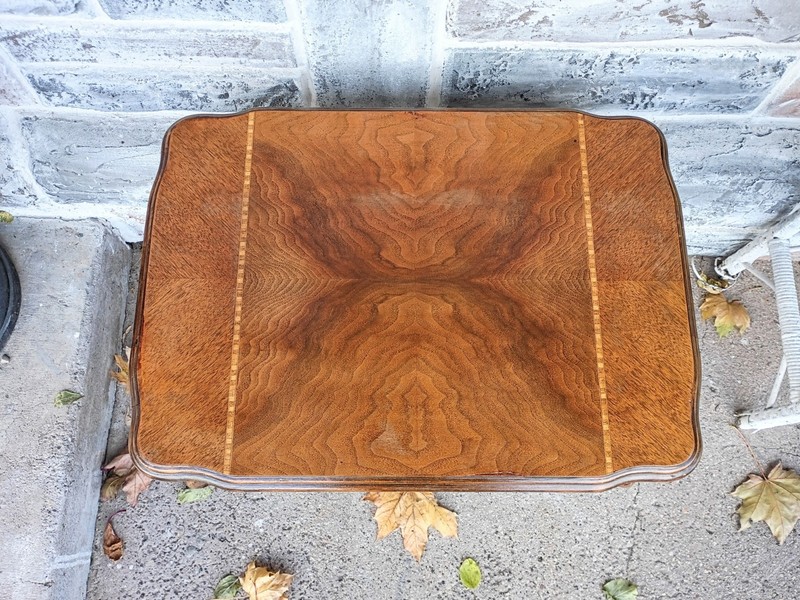 Vintage French Style Floral Carved Inlaid Wood Side End table gallery