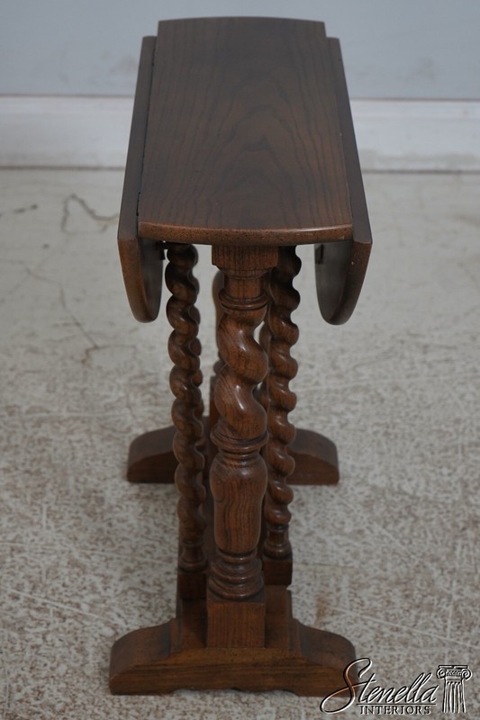 67966: BAKER Jacobean Style Oak Barely Twist Drop Leaf Table gallery