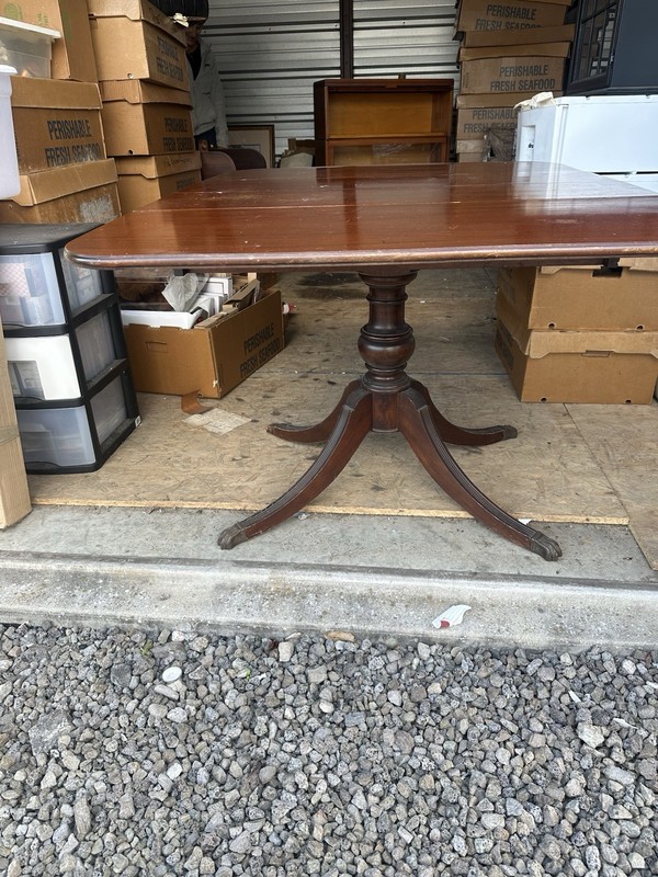 Traditional Dark Brown Wood Drop Leaf Table, Varnished Rectangular 56x38x30 gallery