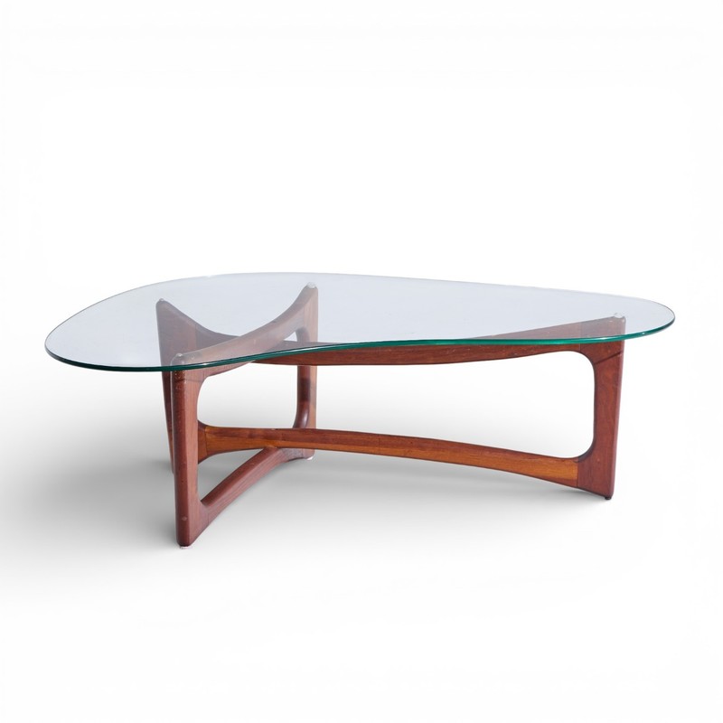 Adrian Pearsall for Craft Associates Mid Century Walnut and Glass Coffee Table gallery