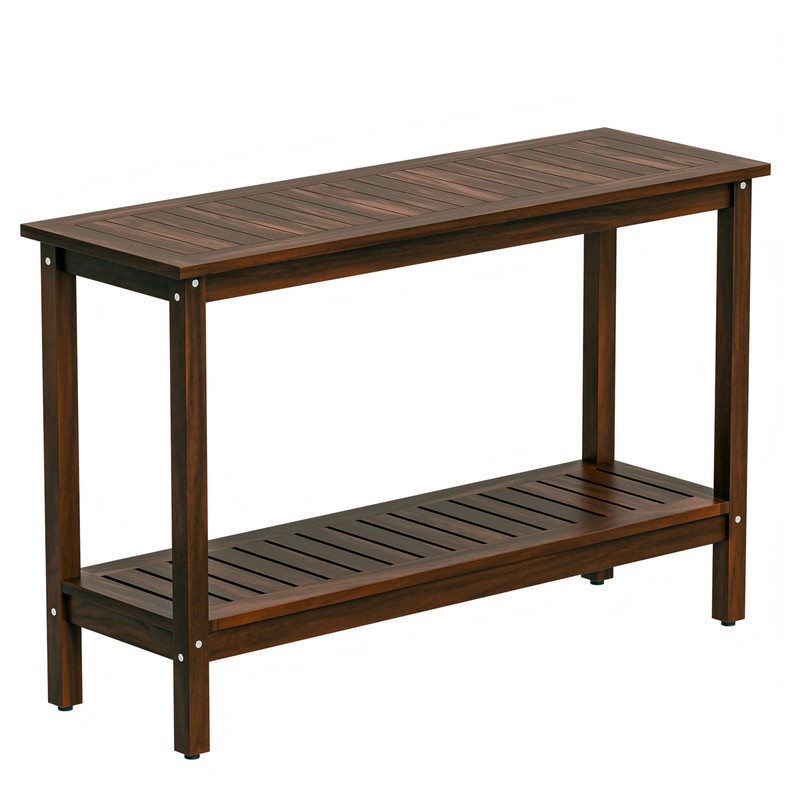 Coffee Wooden Console Table 48in Indoor Outdoor Buffet Bar Storage Organizer gallery