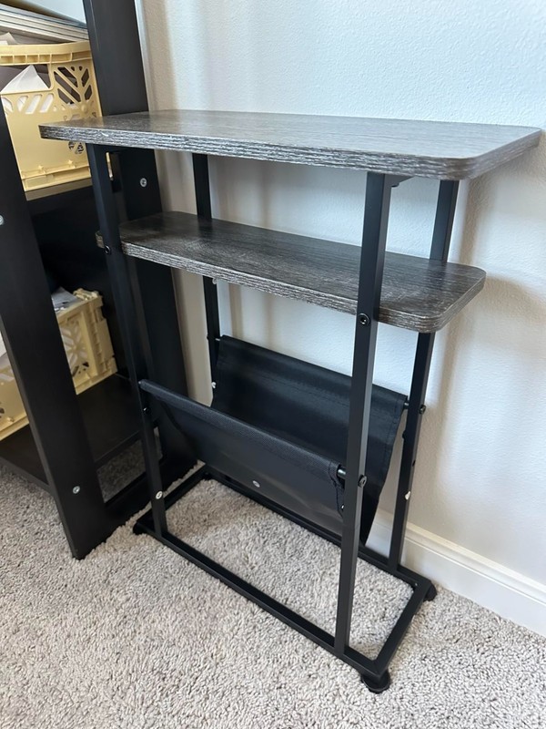 Small Side Table Slim End Table with Magazine Rack 16.7″D x 7.1″W x 21.7″H