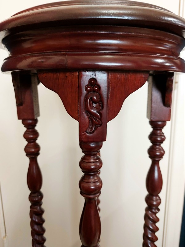 Vtg Barley Twist Pedestal Display Plant Stand Accent Side Table 2 Tier 40" gallery