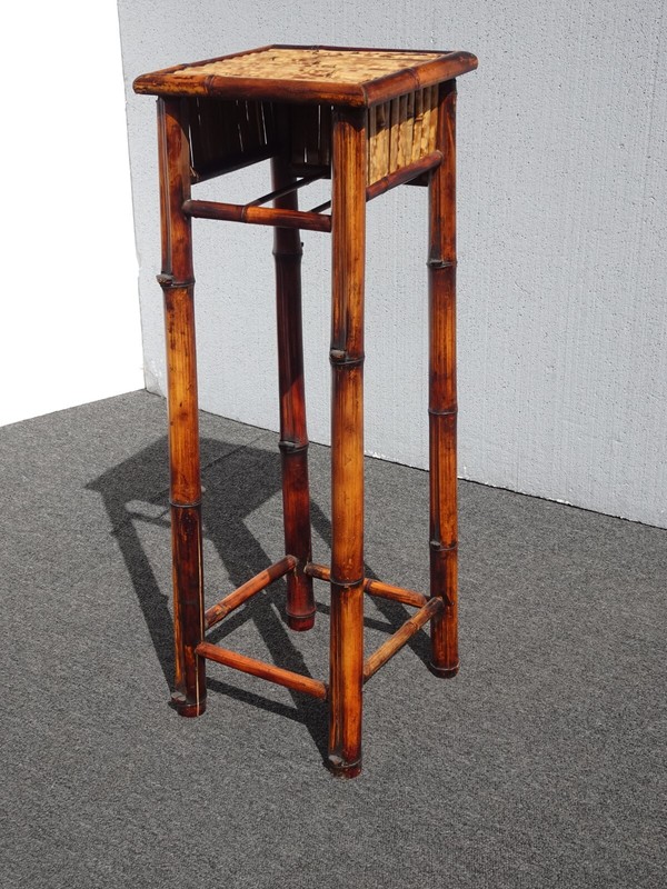 Vintage French Counry Bamboo Rattan Plant Stand ~ Side Table with a Drawer gallery