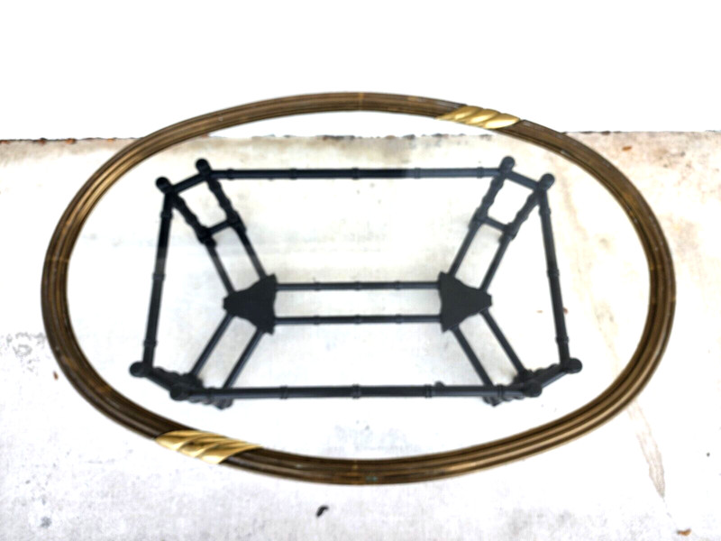 Brass Tray Coffee Table Bamboo Glass Chippendale Asian Regency gallery