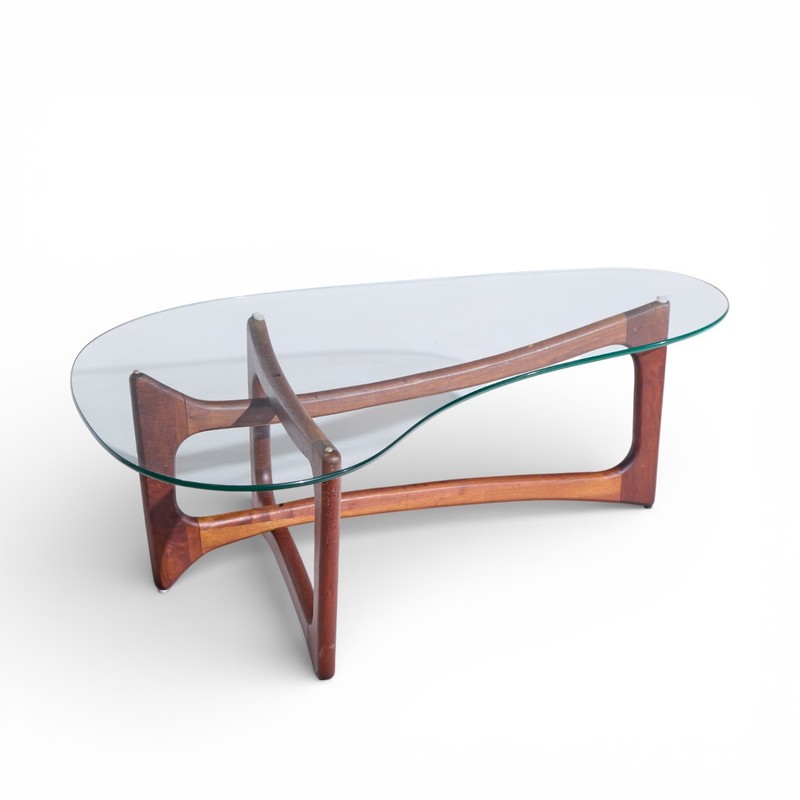 Adrian Pearsall for Craft Associates Mid Century Walnut and Glass Coffee Table gallery