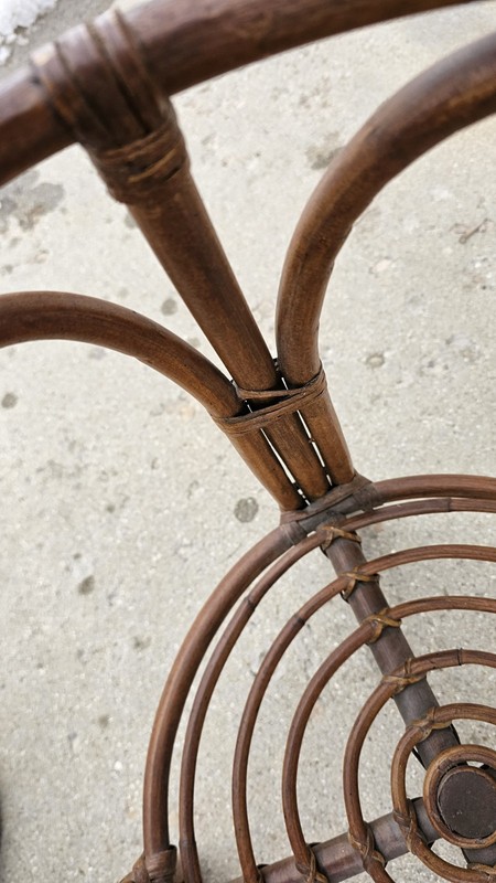 Vintage MCM Bamboo Table Wicker gallery