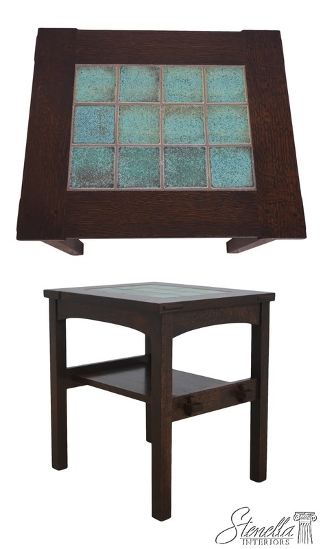 72880: STICKLEY Mission Oak Tile Top Lamp Table