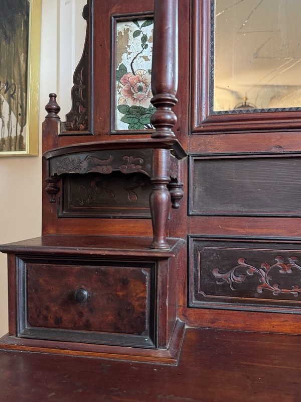 Antique Aesthetic Vanity/Entry Table With Anglo Japanese and Orientalist Motifs gallery
