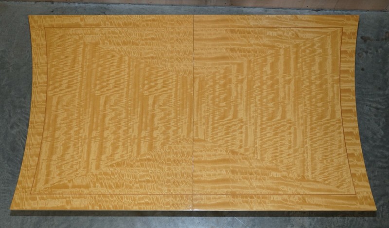 RRP £12,000 GIORGIO COLLECTION HUGE EXTENDING BURR SATINWOOD DINING TABLE SUITE gallery