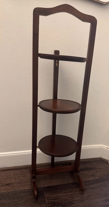 ANTIQUE VICTORIAN ENGLISH DARK OAK 3 TIER CAKE TEA DISPLAY STAND gallery