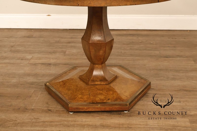 Mastercraft Hollywood Regency Burlwood Pedestal Expandable Dining Table gallery