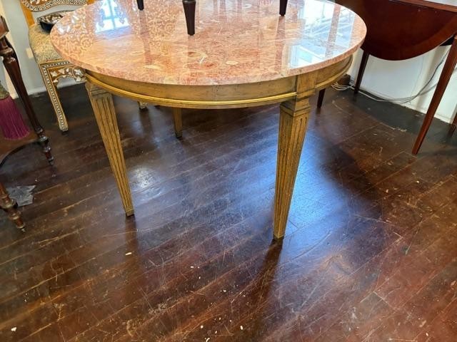 Italian Round Marble Top Center Table Squar Tapered Legs gallery