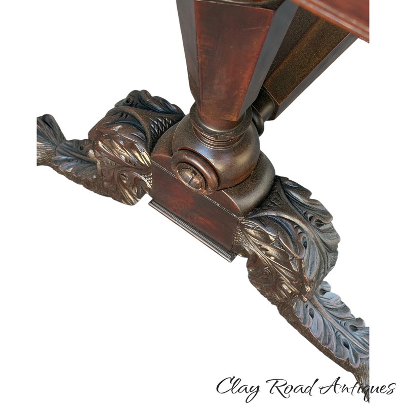 Antique Classical Paw ft empire breakfast dining table NY 1820 Mahogany Phyfe gallery
