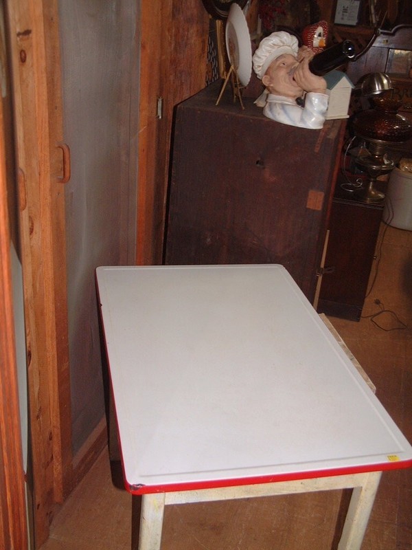 1950's Vintage Kitchen Table Porcelain/Wood RARE Original 40X25X29 1/2 Height gallery