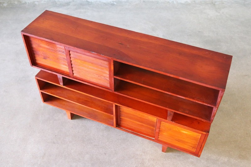 Studio made double sided Console Tables in Pine with Louvered doors -a Pair gallery