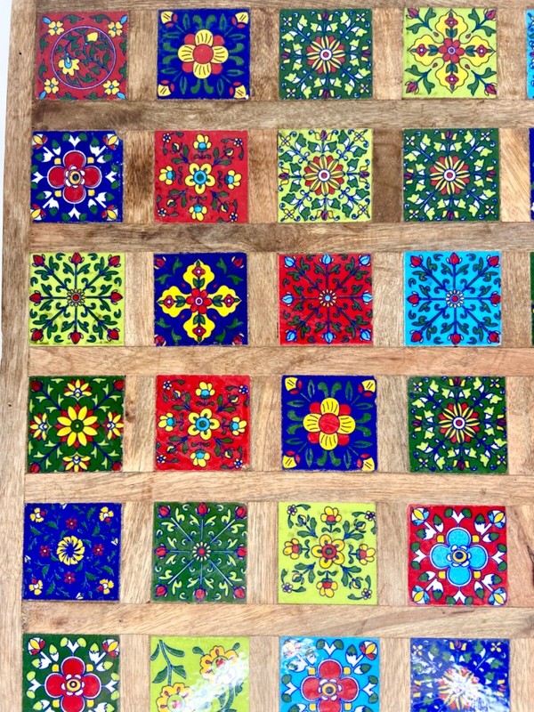 Vintage Handmade Monterey Style Top Table Riser 36 Colored Tiles Folk Art 18x18 gallery