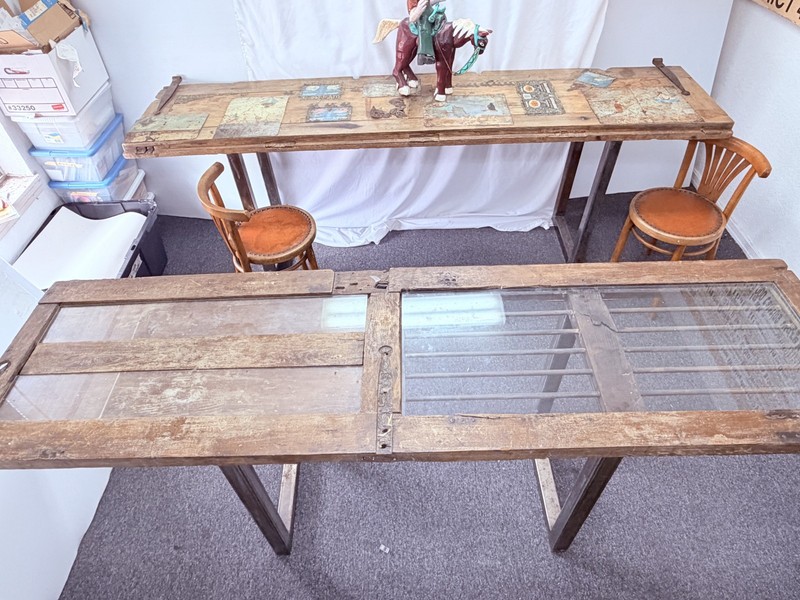 Modern tables made with antique doors gallery