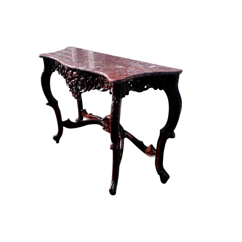 Late 20th Century, Rococo Style Carved Wood and Marble Console Table gallery