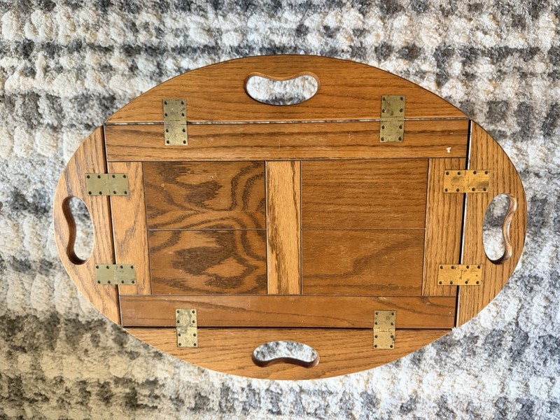 Vintage Oak Butler Tray Table Folding Handles gallery