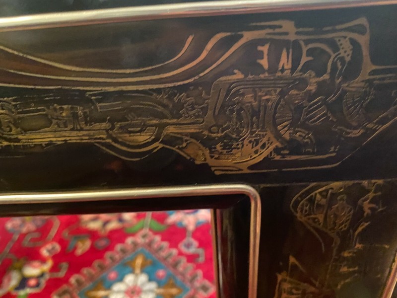Vintage Bernhard Rohne Etched Acid Brass Coffee Table, 54" x 28 1/2" x 17 1/2" gallery